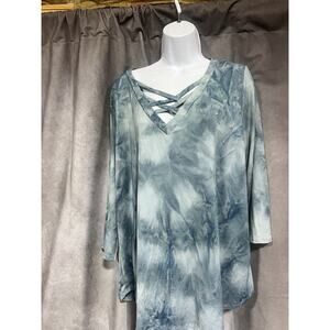 Iris & rainbow morning sky feelings 3/4 sleeves top sz XL